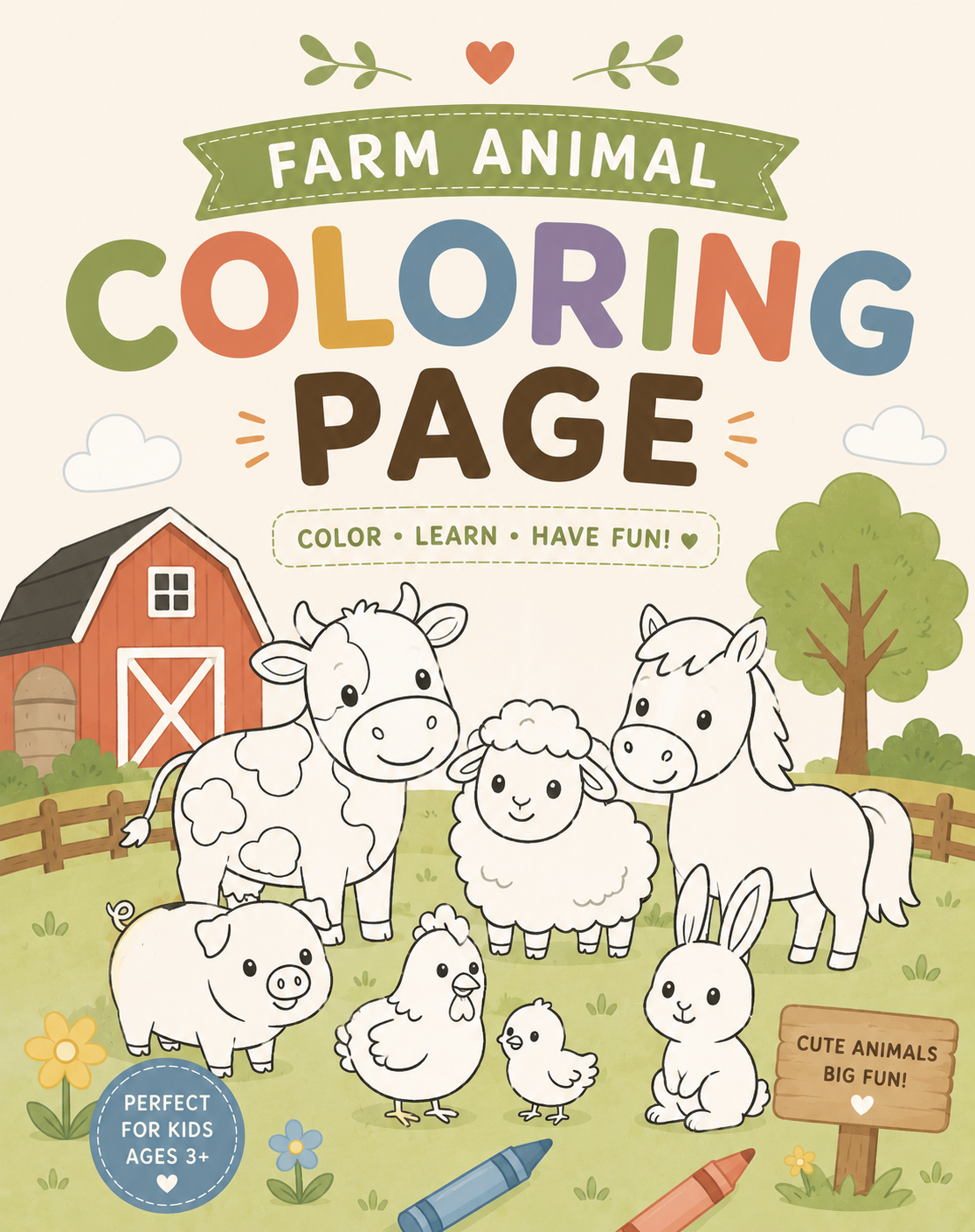 FREE Farm Animal Coloring Book