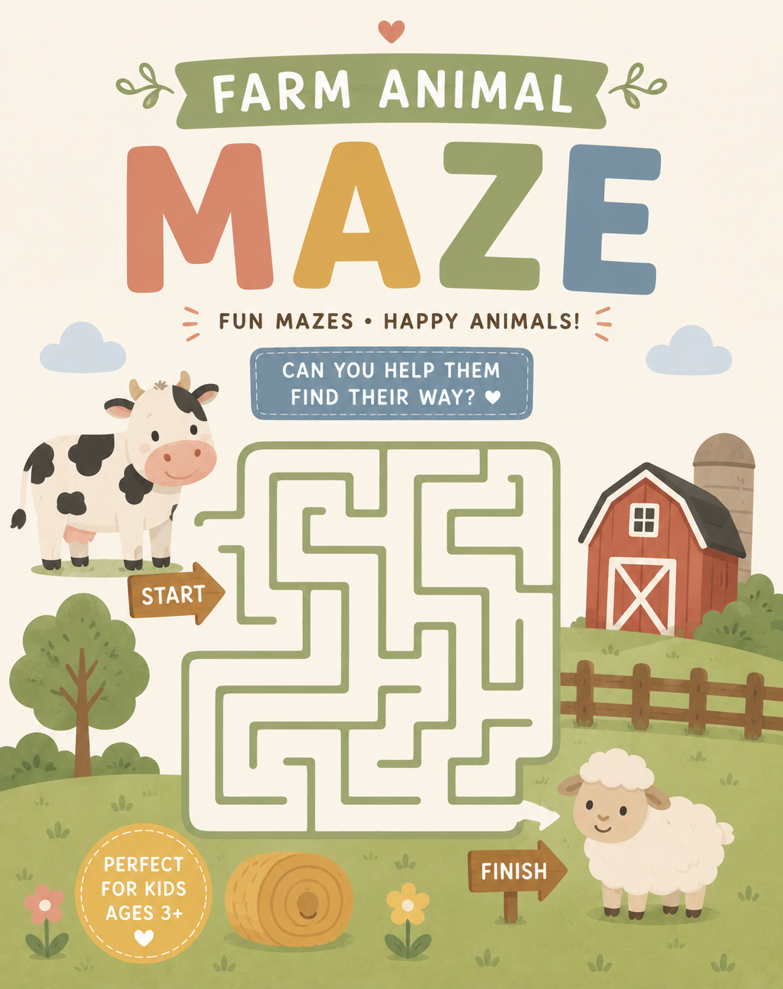 FREE Farm Animal Maze